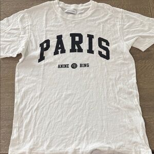 Anine Bing White Paris Print organic cotton Tee size Small